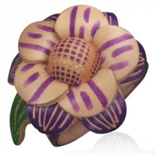 Náramek z kůže - fialový, veliký květ