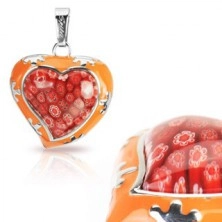 Přívěsek ze skla - Murano, oranžové srdce