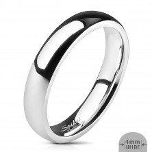 Ocelový prsten - stříbrný, hladký, 4 mm