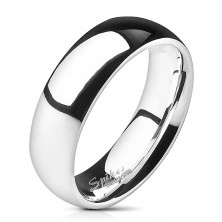Ocelový prsten - stříbrný, hladký, lesklý, 6 mm