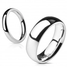 Ocelový prsten - stříbrný, hladký, lesklý, 6 mm
