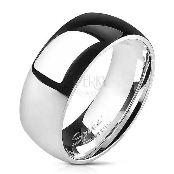 Ocelový prsten - stříbrný, hladký, lesklý, 8 mm