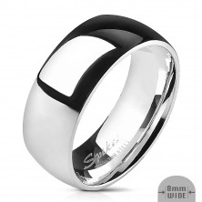 Ocelový prsten - stříbrný, hladký, lesklý, 8 mm