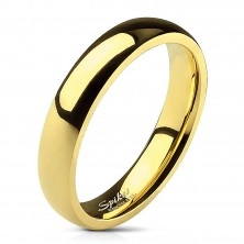 Hladký ocelový prsten ve zlaté barvě - 4 mm