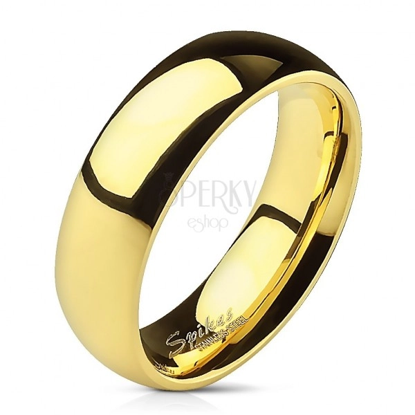 Hladký ocelový prsten ve zlaté barvě - 6 mm