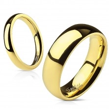 Hladký ocelový prsten ve zlaté barvě - 6 mm