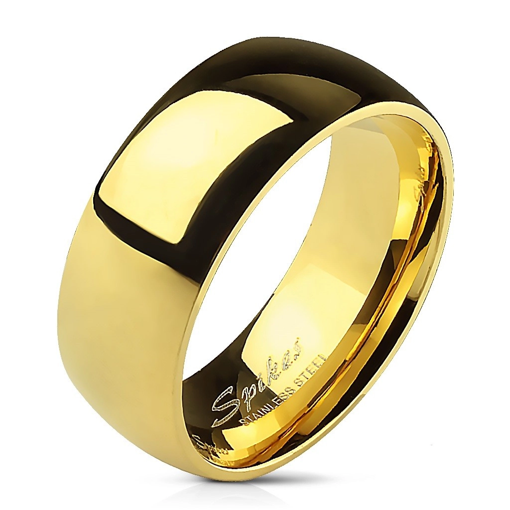 Hladký ocelový prsten ve zlaté barvě - 8 mm - Velikost: 69