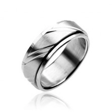 Prsten z chirurgické oceli - dvoudílný, stříbrný, s gravírovaním