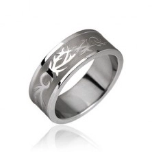 Ocelový prsten - tribal motiv