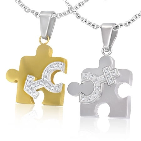 Přívěsky pro dvojici - puzzle, symbol pohlaví