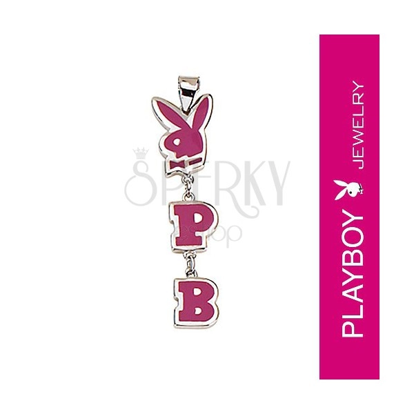 Přívěsek Playboy - zajíček, iniciály P a B, růžový