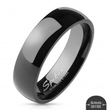 Jednoduchý ocelový prsten - hladký černý povrch, 6 mm