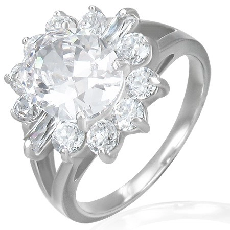 Zásnubní prsten - mohutný zirkonový květ - Velikost: 56