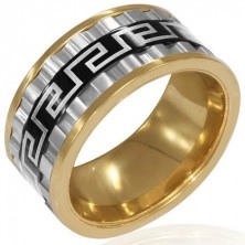 Mohutný trojbarevný prsten z oceli - tři otáčivé prstence