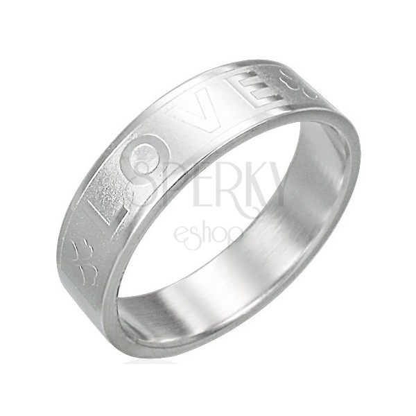 Ocelový prsten - LOVE, čtyřlístek