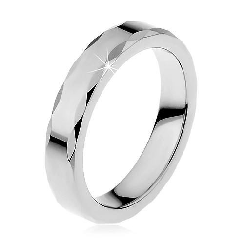 Dámský wolframový prsten se stužkovým okrajem - Velikost: 60