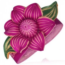 Růžový kožený náramek - mohutný lotosový květ