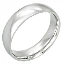 Prsten z chirurgické oceli - lesklý, oblý 6 mm