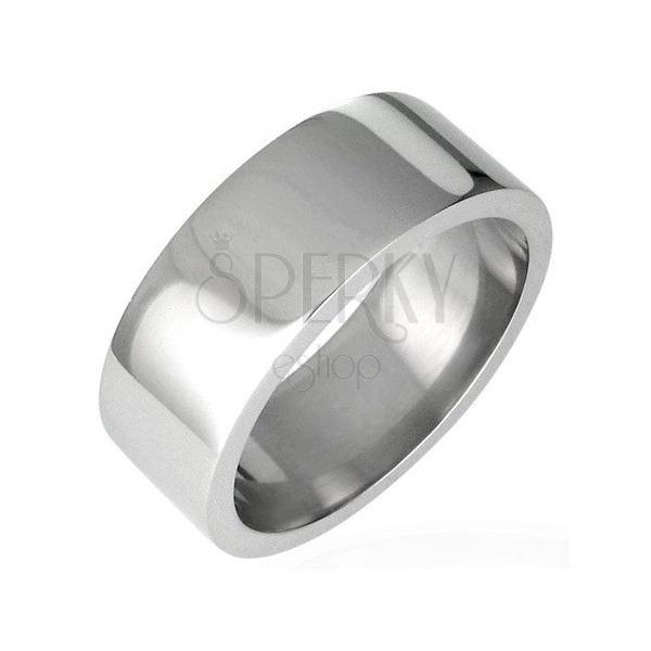 Ocelový prsten lesklý, rovný s hranou 8 mm