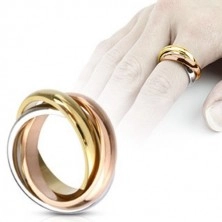 Trojitý prsten z oceli - tříbarevná kombinace