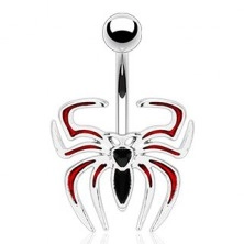 Piercing do pupíku - černo-červený pavouk