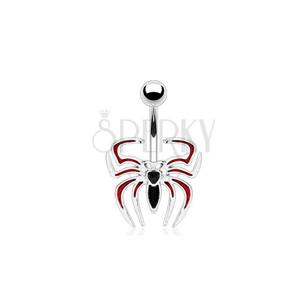 Piercing do pupíku - černo-červený pavouk