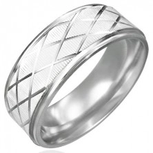 Prsten z oceli kosočtevrce, broušený povrch