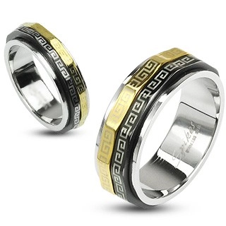Prsten s otáčivými prstenci - chirurgická ocel - Velikost: 52