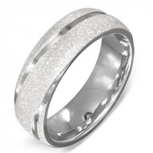 Prsten z oceli - pískovaný s lesklými liniemi