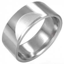 Ocelový prsten hladký s matnými půlkruhy