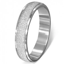 Ocelový prsten - pískovaný vystupující pás