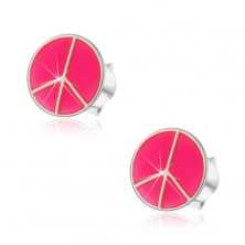 Stříbrné náušnice 925 - růžový kruh Peace