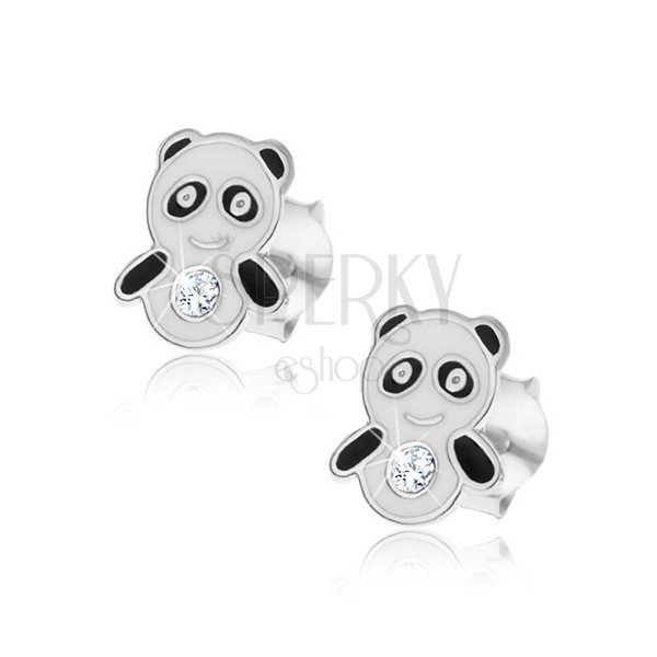 Náušničky pro děti, ze stříbra 925 - malá panda