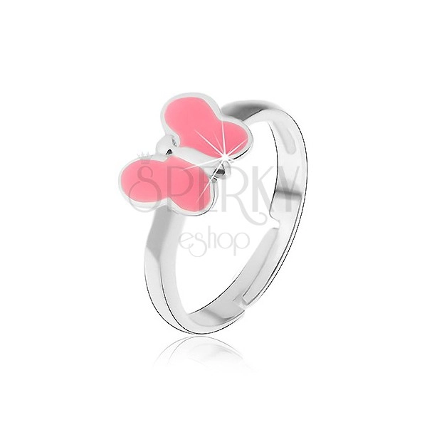 Dětský prsten stříbro 925 - růžový motýlek