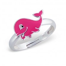 Prsten pro děti, stříbro 925 - delfín, růžový