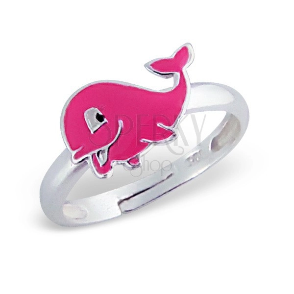 Prsten pro děti, stříbro 925 - delfín, růžový