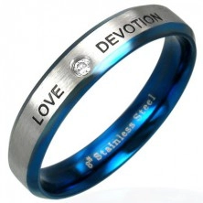 Ocelový prsten LOVE DEVOTION se zirkonem