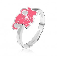 Dětský stříbrný prsten 925 - růžový slon