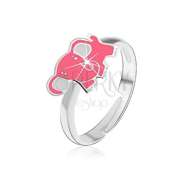 Dětský stříbrný prsten 925 - růžový slon