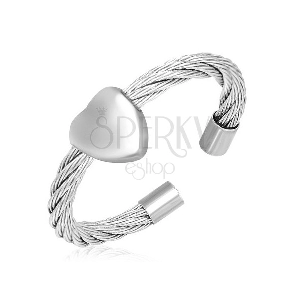 Prsten se srdcem - točený ocelový drát
