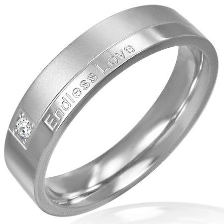 Prsten z oceli - moderní design, romantický nápis - Velikost: 54
