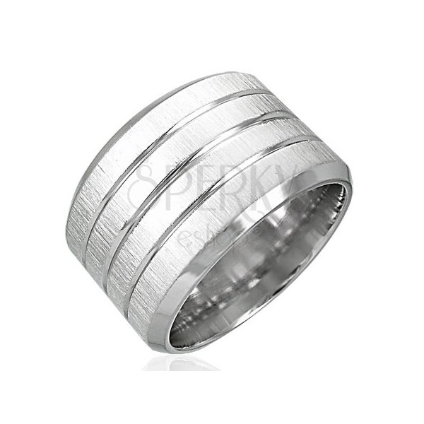 Pánský prsten z chirurgické oceli - čtyři matné pruhy