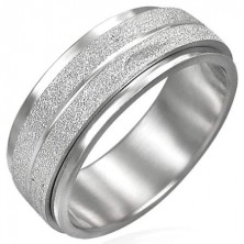 Ocelový prsten s otáčivým středním pásem - matné broušení