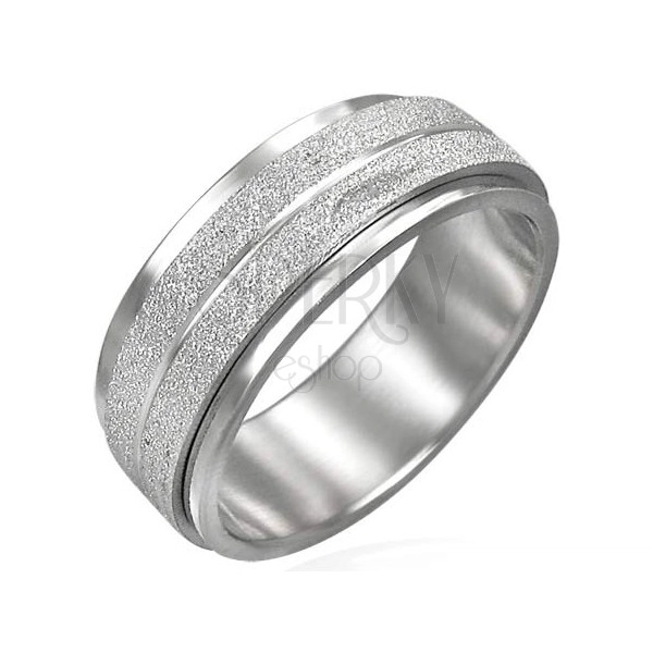 Ocelový prsten s otáčivým středním pásem - matné broušení