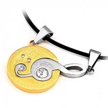 Přívěsek pro dvojici - houslový klíč, zlatý kruh s gravírováním