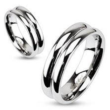 Ocelový prsten - efekt dvou spojených prstenů