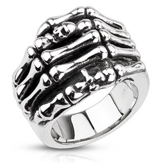 Prsten z oceli - kostra ruky - Velikost: 65