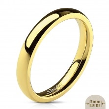 Ocelový prsten zlaté barvy se zrcadlovým leskem - 3 mm