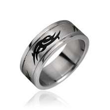 Prsten z chirurgické oceli - tribal motiv