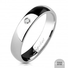 Ocelový prsten - čirý zirkon 4 mm